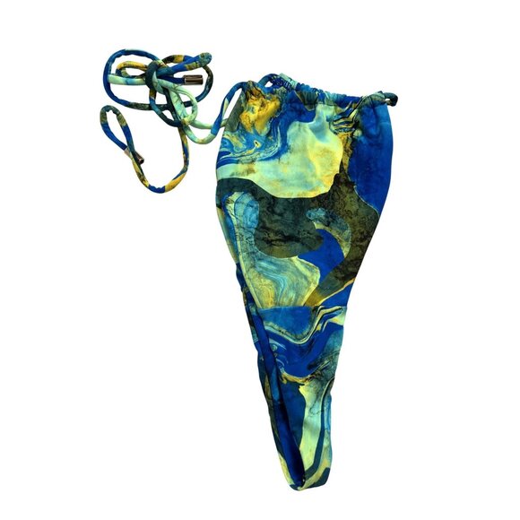 Kamari Skye String Tie Bikini Bottoms in Blue - Picture 3 of 4